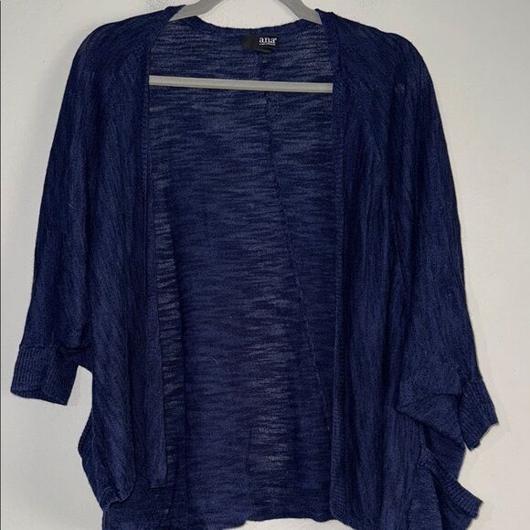 Navy Blue Open-Front Cardigan with Dolman Sleeves - Picture 1 of 7